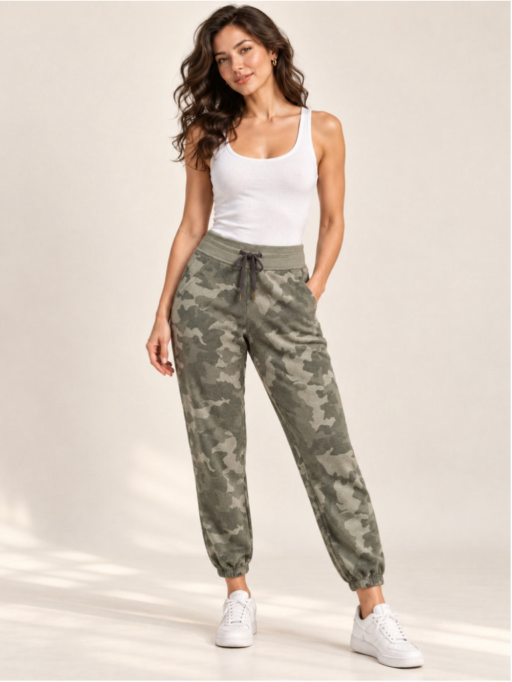 prAna Cozy Up Ankle Pants Womens Small Sage Camo Joggers Hemp Blend NWT